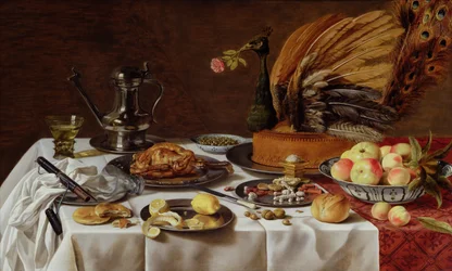Asetelma, jossa on riikinkukkopiiras, 1627